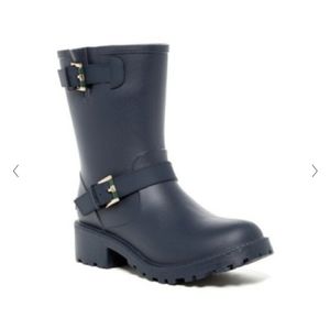 Tommy Hilfiger navy blue dew moto rainboots size 8